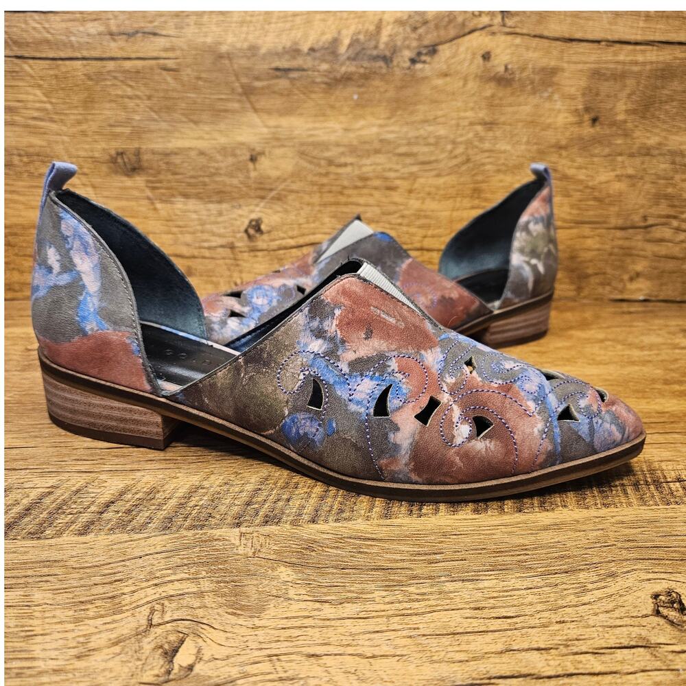 Lori Goldstein Bria D'Orsay Floral Leather shoes flats size 8.5
